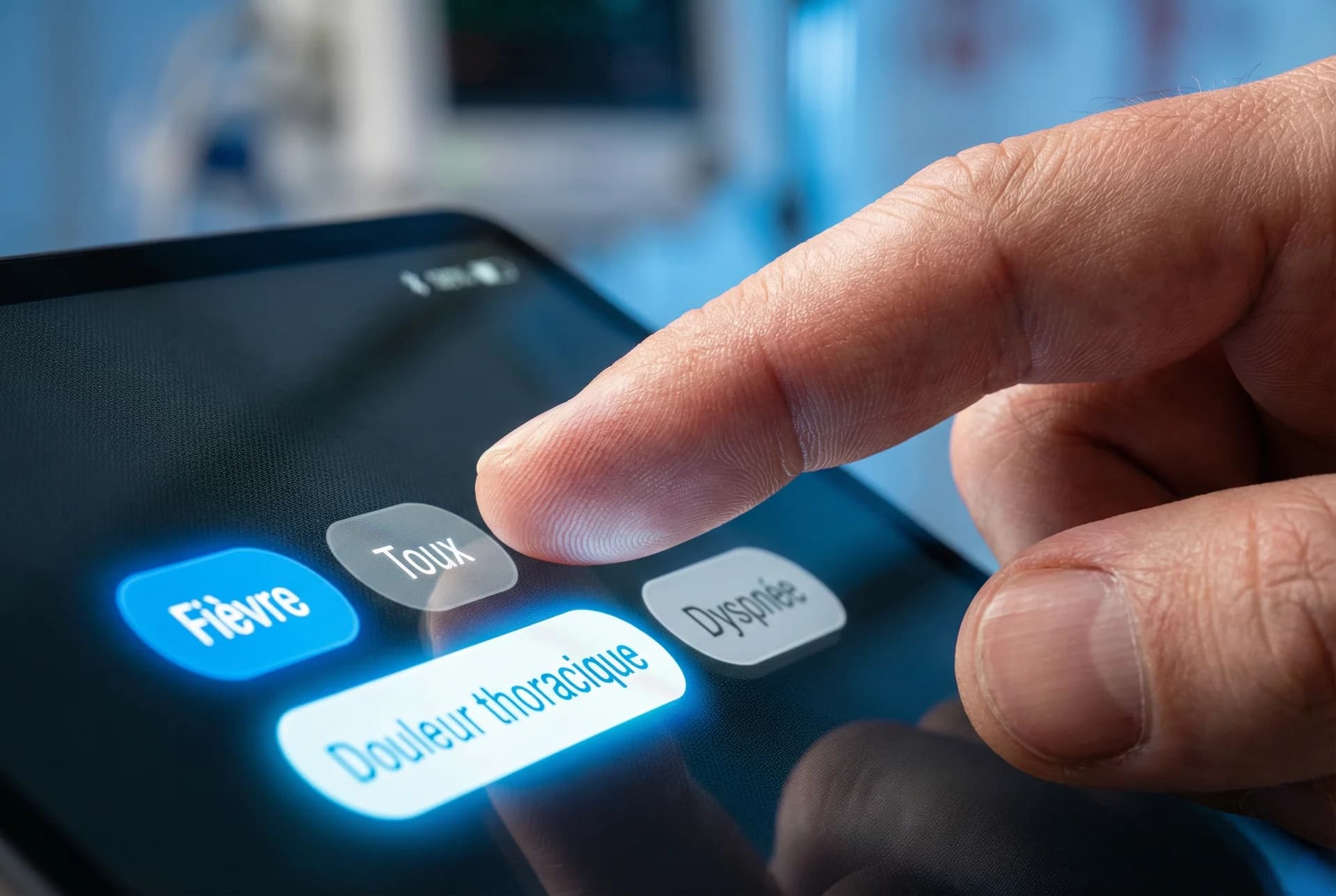 Interface de sélection de tags cliniques sur un écran tactile